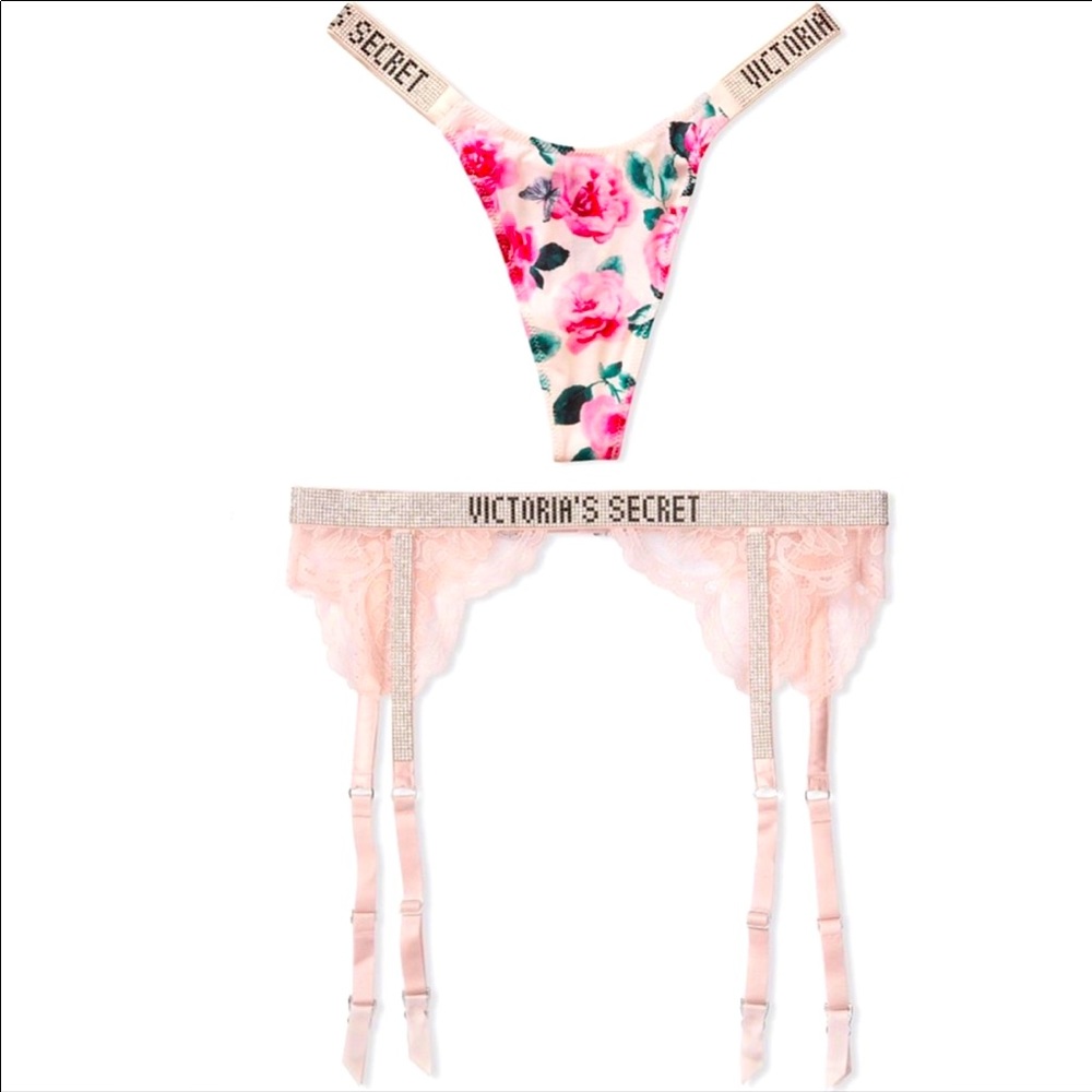 VS👄Shine Strap Panty PLUS Shine Garter Set👄